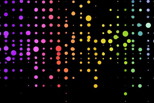 Abstract rainbow dot pattern on black background