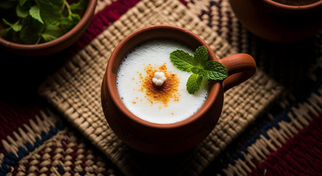 Clay cup filled with nolen gur flavored mishti doi