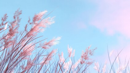 Pastel grasses against a light sky