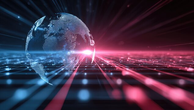 Digital globe on a network grid