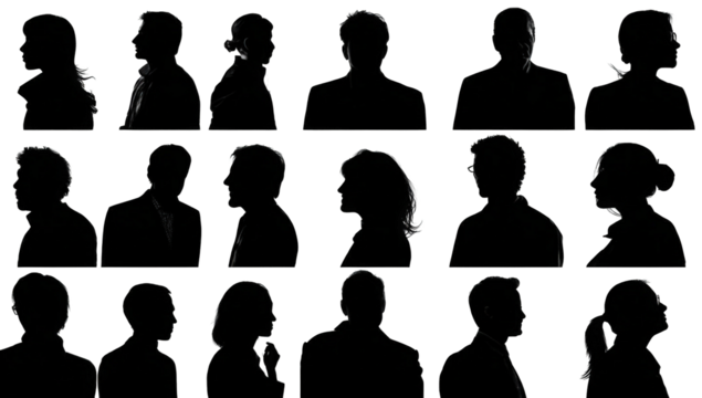 Profile silhouettes of people