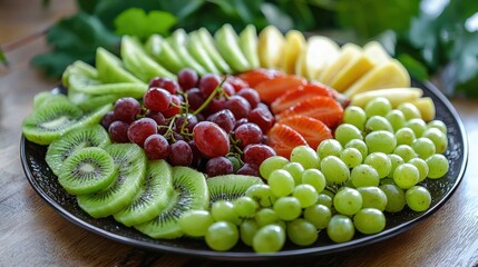 Fresh Fruit Platter with Kiwi and Grapes