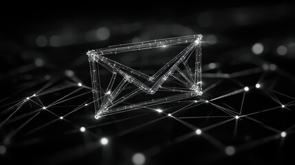 Futuristic representation of an envelope symbolizing digital communication and technology advancements in a networked environment