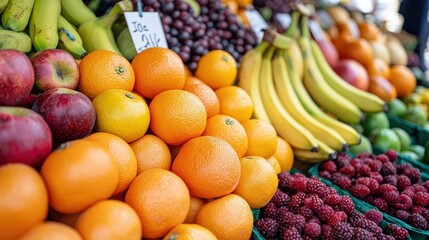 Fresh Fruit Display at Market Stand