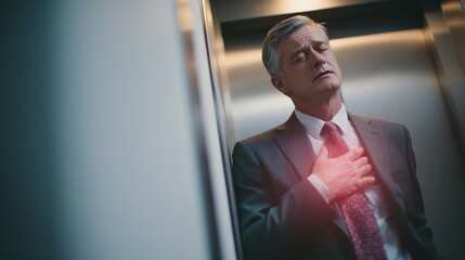 Medical concept showing a person suffering from body pain, red glowing hotspot highlighting inflammation, injury, or discomfort, symbol of pain relief and treatment