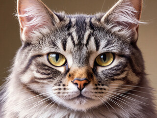  Realistic Portrait of a Fluffy Tabby Cat