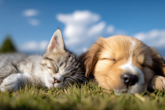 puppy and kitten, AI generated