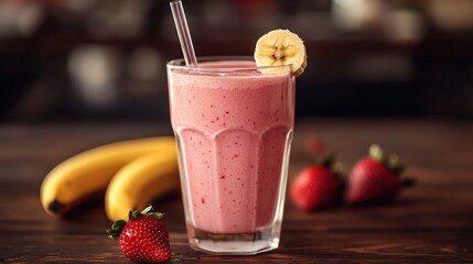 Fresh Fruit Smoothie with Strawberries and Banana