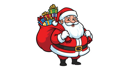 Cheerful Santa Claus with a Sack Full of Gifts.