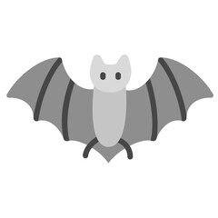 Flat cartoon bat with playful face and wings. Perfect for Halloween icons, kid-friendly spooky visuals, party graphics, and festive seasonal designs.