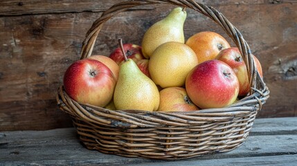 Fresh Fruit Basket with Apples and Pears