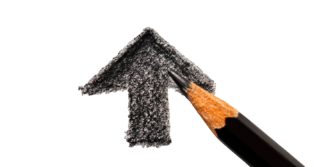 Close-up of a graphite arrow drawn by a pencil