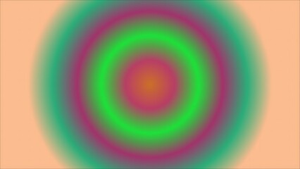 Abstract concentric circles of green purple and orange color gradient background