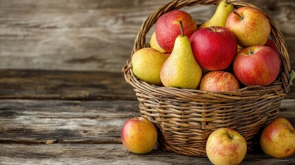 Fresh Fruit Basket with Apples and Pears