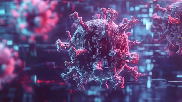 Coronavirus variant showing mutations under a microscope