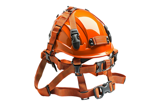 Orange Industrial Safety Helmet Isolated on a Transparent Background