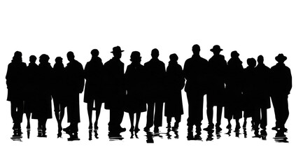 Naklejka premium Silhouette of a large group of people (4)