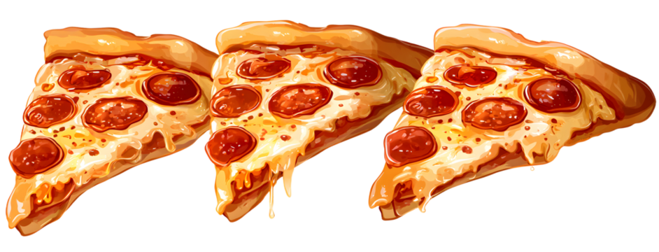 Three Pizza Slices On Transparent Background