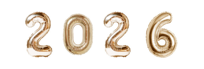 numbers 2026 from balloons on transparent background