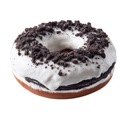 A glazed donut topped with crushed cookies