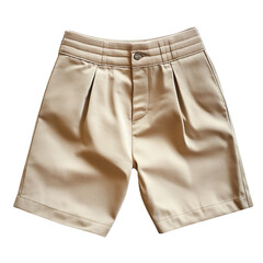 beige shorts designed for casual wear or athletic activities. Isolated transparent on white background