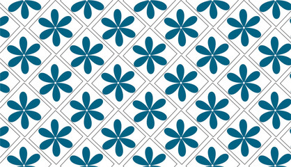 Fototapeta premium vector seamless pattern flowers and sqaures