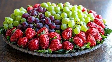 Fresh Fruit Platter with Grapes and Strawberries
