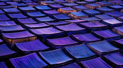 Fototapeta premium Colorful fabric tents cover a vast area under warm sunlight at a market in India showcasing vibrant local culture and artistry