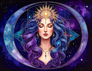 Celestial woman with golden crown