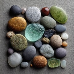 Colorful stones and glass arrangement