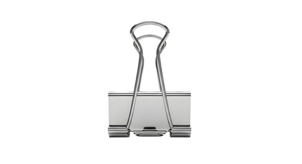 Metal binder clip isolated on transparent background for office or school use
