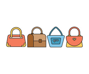 fashion bag icons set vector illustration
