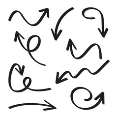 Obraz premium curved and doodle arrows symbols set vector illustration