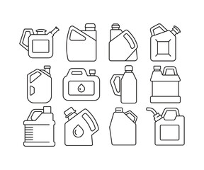 fuel and oil canister line icons set vector illustration