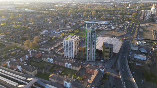 Aerial view of Abbey Wood, London, UK. Drone shot