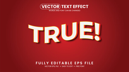 True 3D editable text effect premium vector
