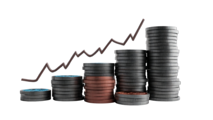 Stacked coins with upward trend (2)