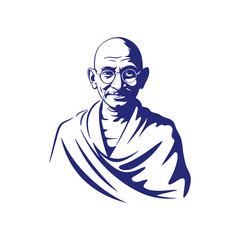 Mahatma Gandhi flat illustration. Silhouette. Jpeg format.