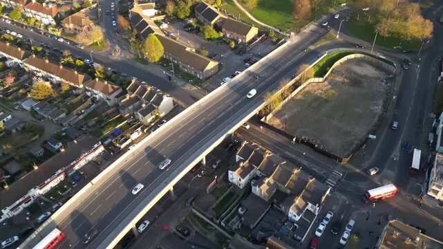 Aerial view of Abbey Wood, London, UK. Drone shot