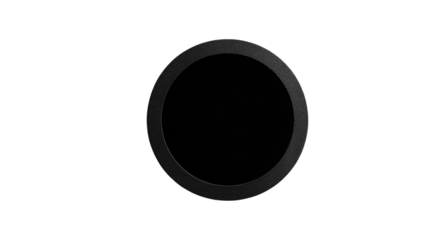 A dark, circular object with a thin, dark ring