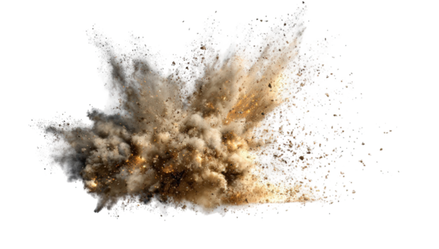 Exploding cloud of dust and debris