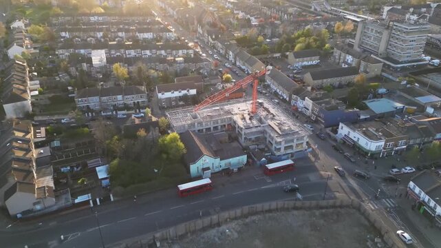 Aerial view of Abbey Wood, London, UK. Drone shot
