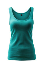 Teal sleeveless top, front view