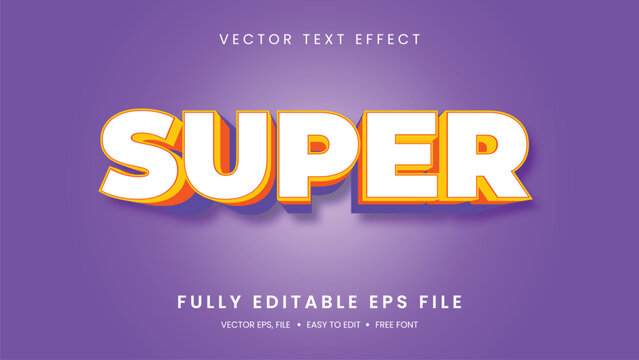 Super 3D editable text effect premium vector