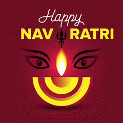 Happy Navratri Social Media Post Design with Trisul, Mataji, Diya, Diva, Raas Garba Dandiya, 9 Ratri Concept, Gujarati Navratri Decoration Toran, Red Garba Background, Navratri Poster, Banner, Amba Ma
