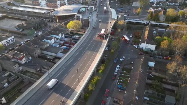 Aerial view of Abbey Wood, London, UK. Drone shot