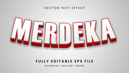 Merdeka 3D editable text effect premium vector