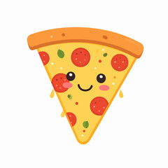 Smiling Cartoon Pepperoni Pizza Slice.