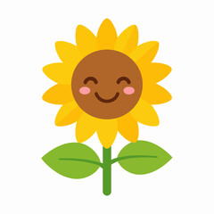 Cheerful Cartoon Sunflower with Smiling Face Illustration.