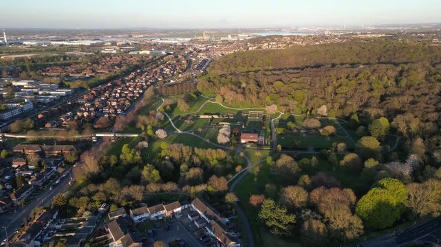 Aerial view of Abbey Wood, London, UK. Drone shot